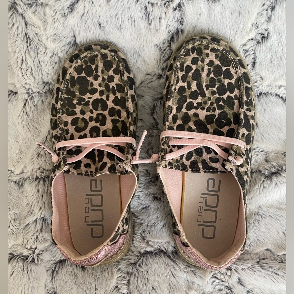 Hey dude, girls leopard print size K13 pink and leopard (Wendy youth)
